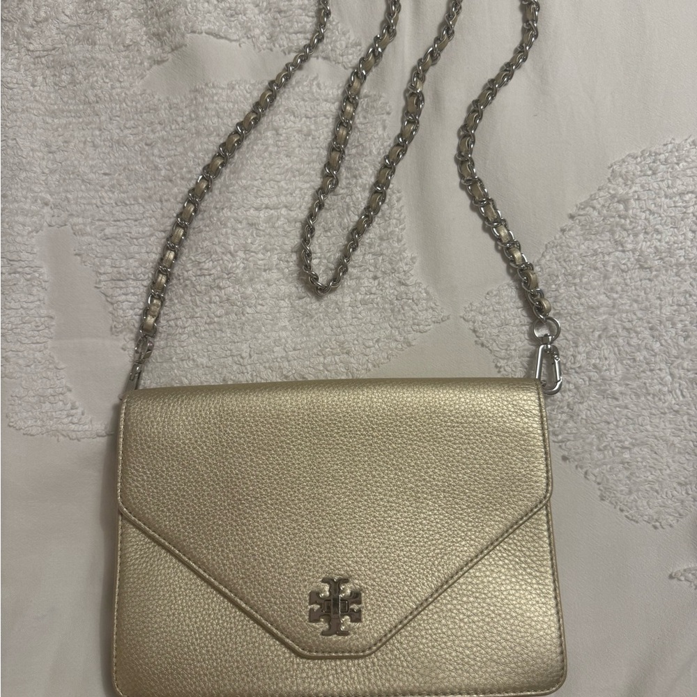 Tory Burch Metallic Gold Crossbody Bag with Chain Strap